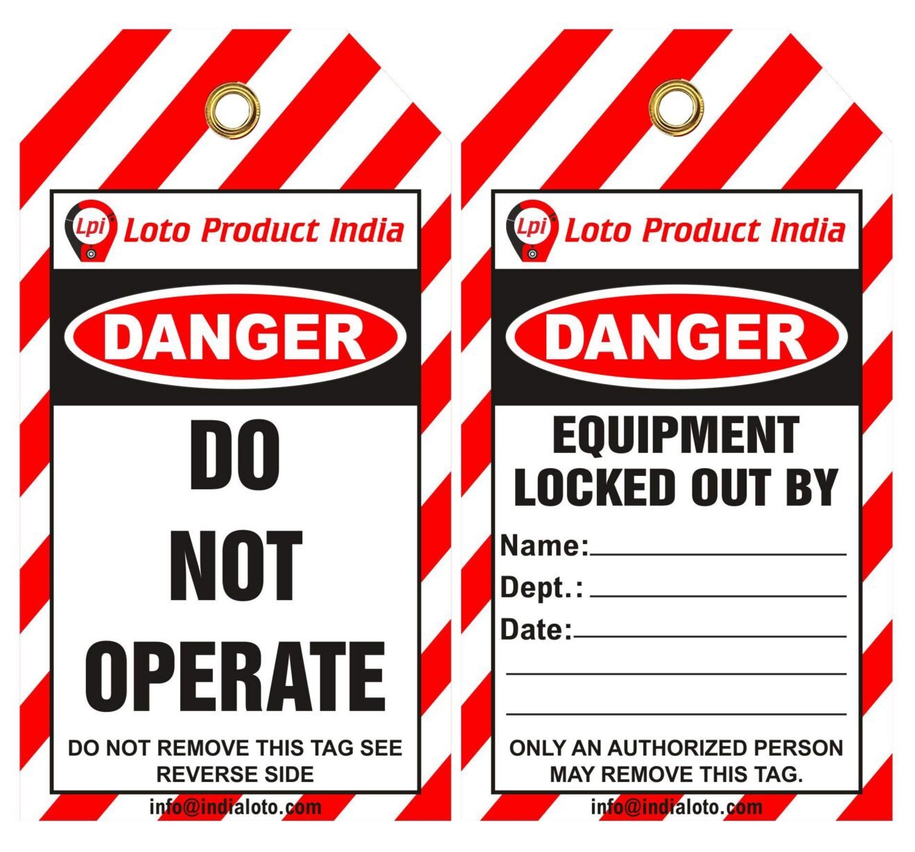 LOCKOUT TAGOUT TAG LOTO PRODUCT INDIA DANGER DO NOT OPERATE - SAFELYNE