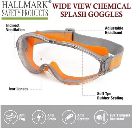 WIDE VIEW CHEMICAL SPLASH / SAFETY GOGGLES HALLMARK
